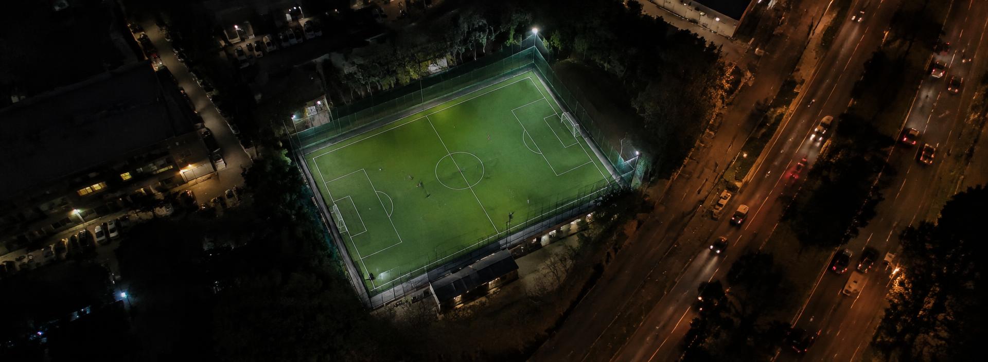 Floodlit pitch from above