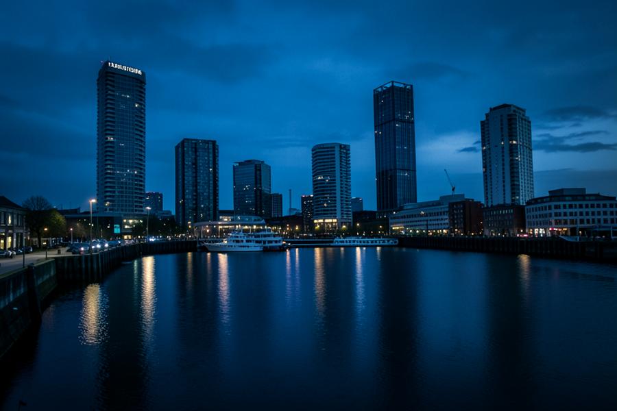 Salford skyline at dusk